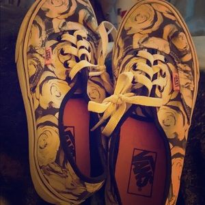 Vans rose grey and white floral shoes